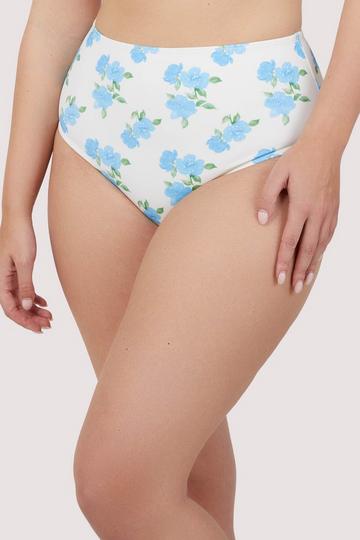 Amelia Mix & Match Abstract Floral High Waisted Bikini Bottom Pink