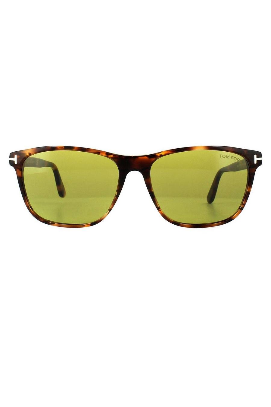 Brown Rectangle Havana Green Sunglasses image number 1