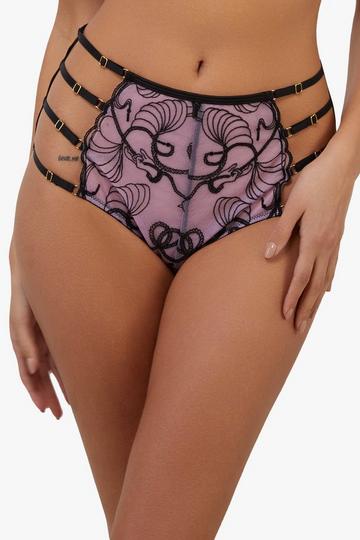 Pink Jessie Pink/Black Whip Embroidery High Waist Brief