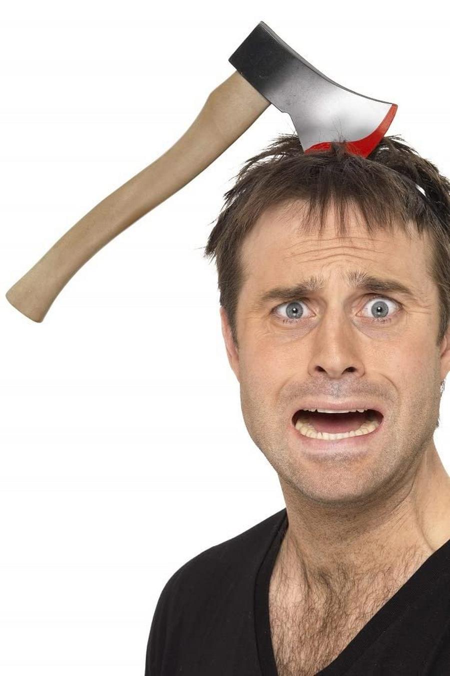 Hatchet Through The Head Headband Adult Silver 33cm Hatchet Through The Head Headband Adult Silver 33cm