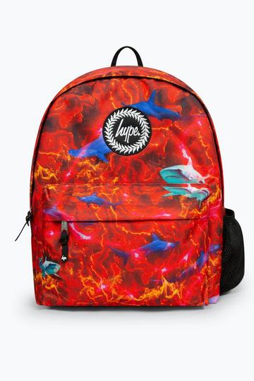 Red Red Lava Sharks Badge Backpack