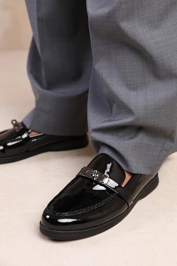 'Morocco' Wide Fit Slip On Loafers With Metal Detailing True Black