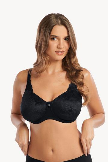 Black 'Jane' Lace Detail Underwired Minimiser Bra