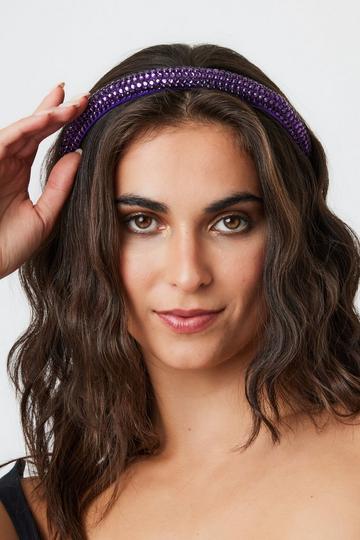 Mini Rhinestone Headband Purple