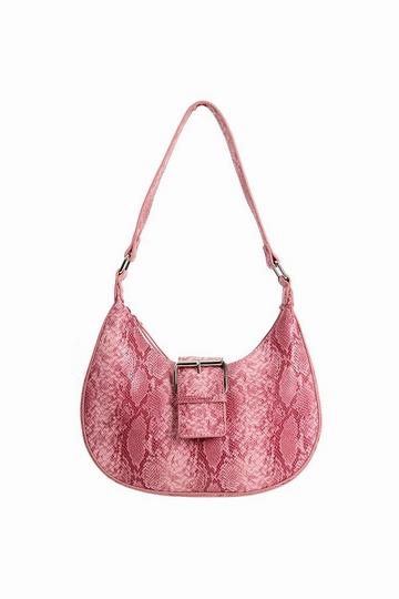 Pink Curved Buckle Shoulder Bag