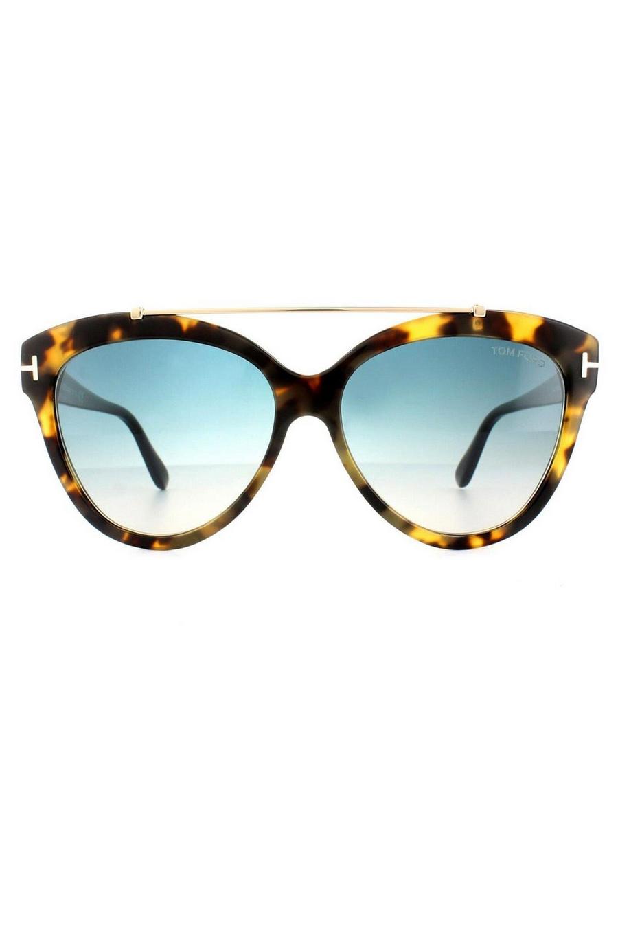 Brown Oval Havana Blue Gradient Sunglasses image number 1