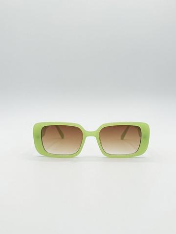 Oversized Rectangle Sunglasses in Green Green