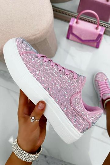 Crystal Energy Rhinestone Trainers Pink