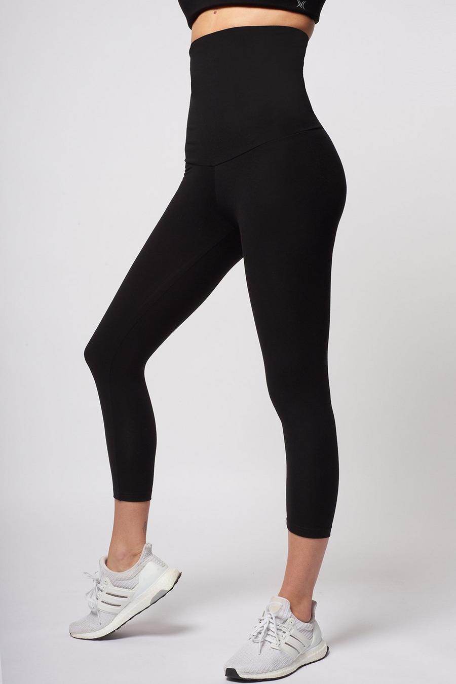 Black Lightweight Strong Compression Cropped Leggings with High Tummy Control