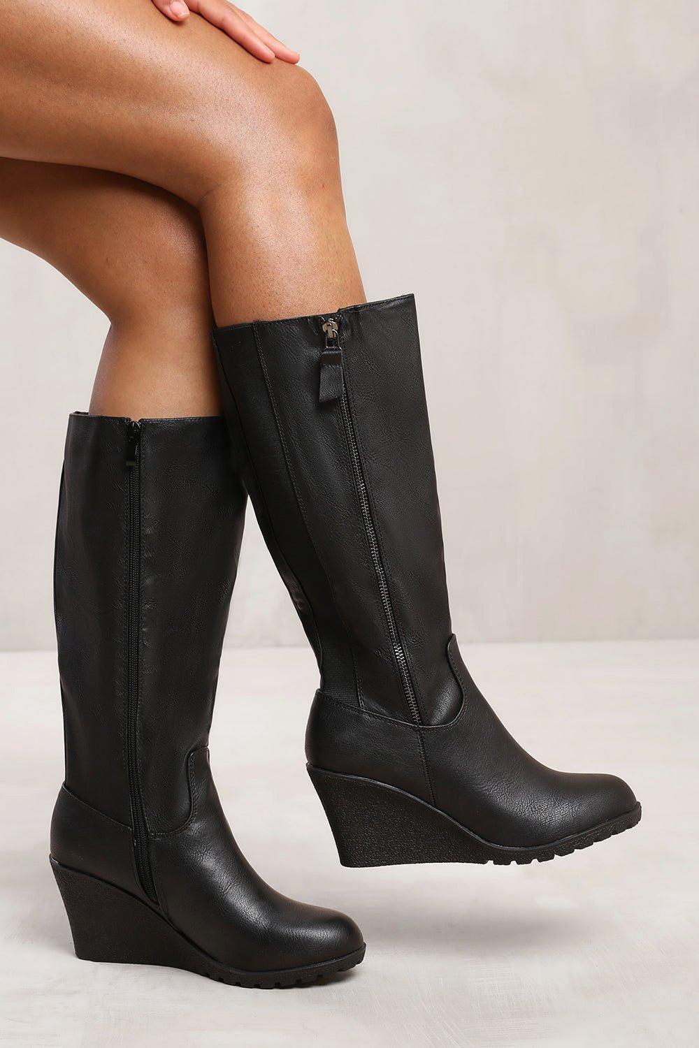 Mid calf wedge boots uk hotsell