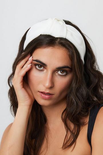 Oversized Satin Knot Headband Ivory