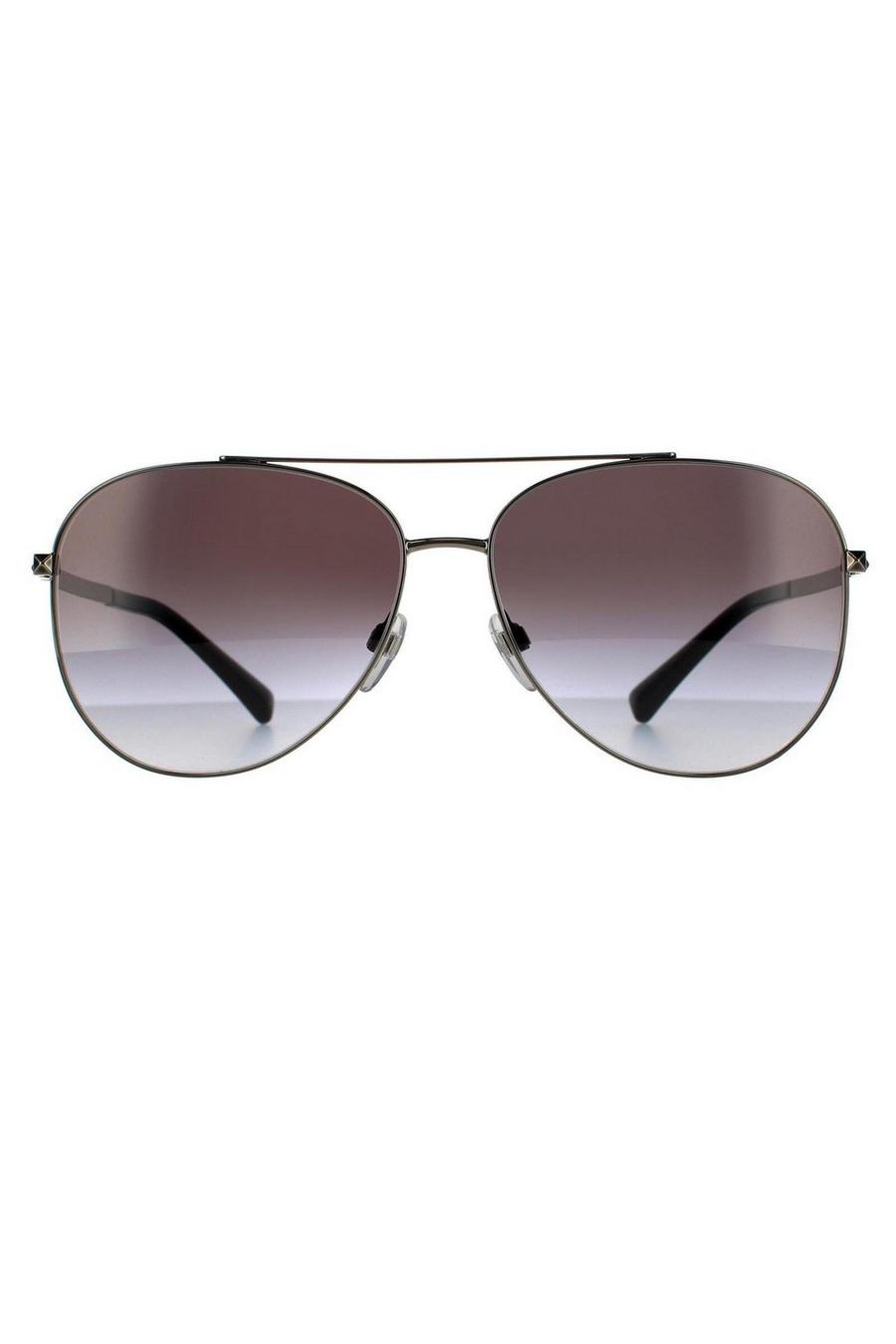 Grey Aviator Gunmetal Black Gradient Sunglasses