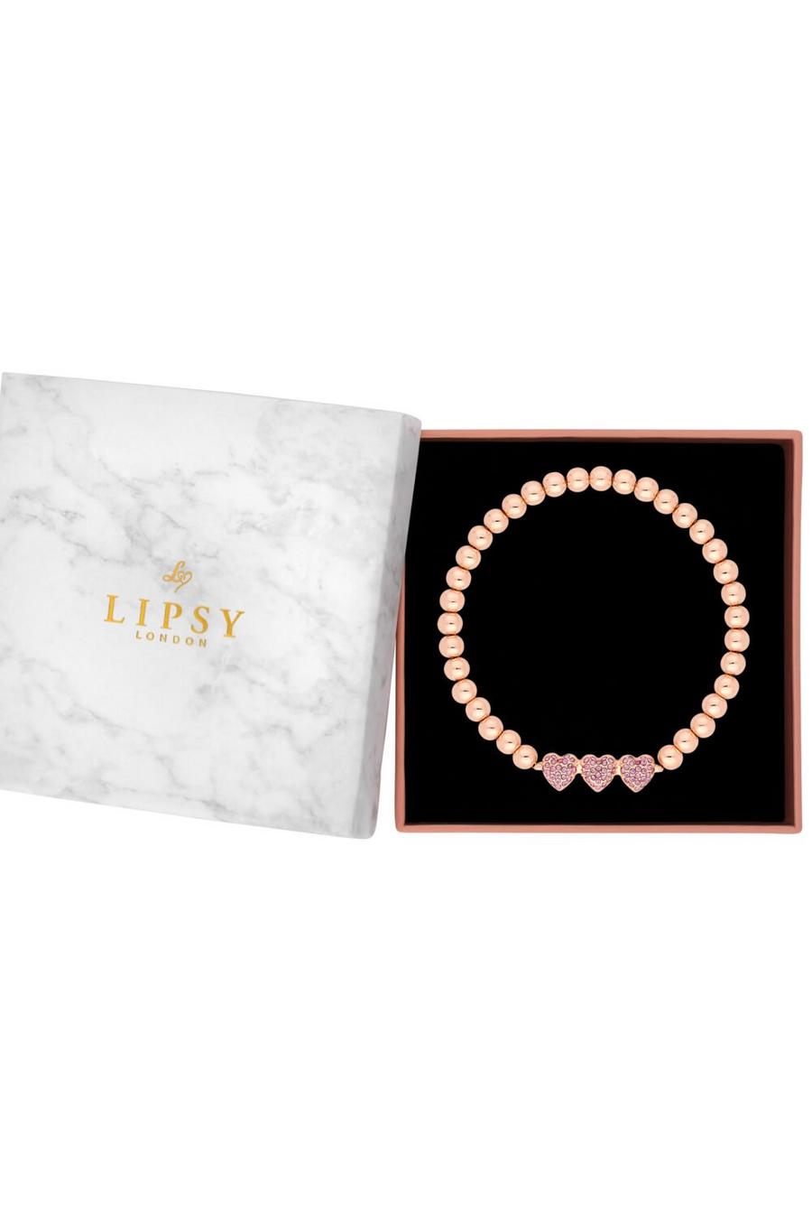 Rose Gold Plated Micro Pave Pink Stretch Bracelet - Gift Boxed image number 1