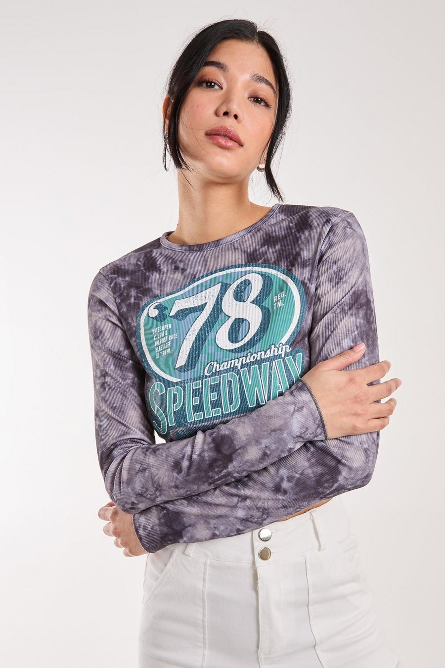 Blue Racer Washed Printed Long Sleeve Top