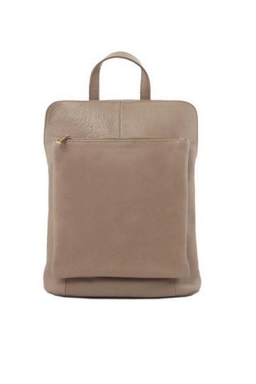 Stone Soft Pebbled Leather Pocket Backpack | BNBEB Beige