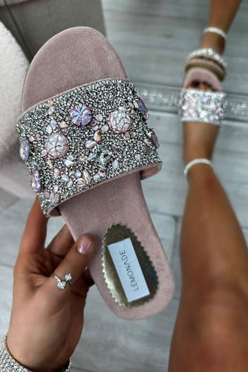 Sparkly Gem Sliders Pink