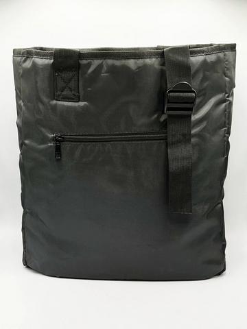 Black Nylon tote bag with zip front pocket