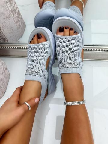 Grey Sparkly Stretch Sock Sandals