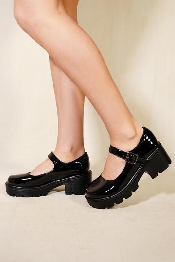 'Rylee' Chunky Platform Block Heel Retro Shoes Black