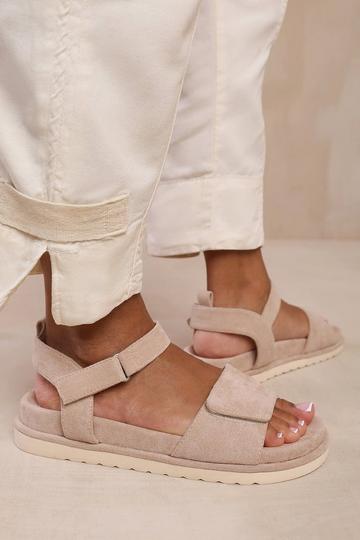 'Corfu' Velcro Mutli Strap Sandals Camel