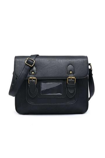 Black Roomy Satchel Handbag Work School Shoulder Crossbody Bag