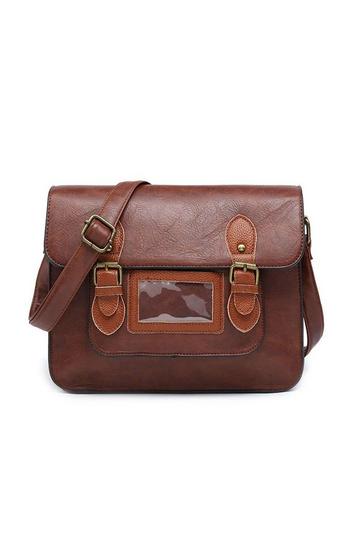 Brown Roomy Satchel Handbag Work School Shoulder Crossbody Bag