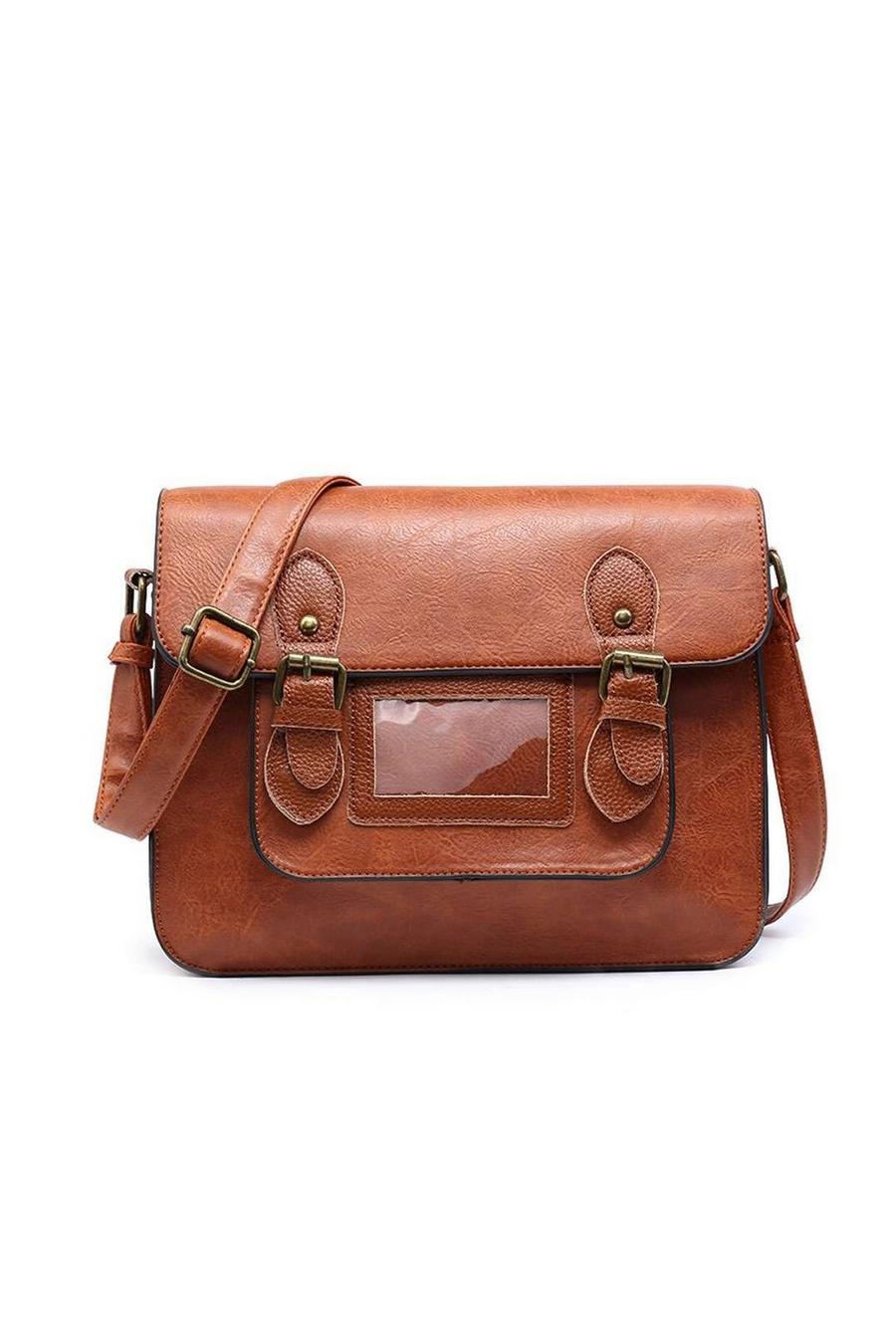 Tan Roomy Satchel Handbag Work School Shoulder Crossbody Bag