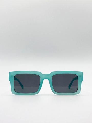 Square Matte Crystal Frame Sunglasses Mint