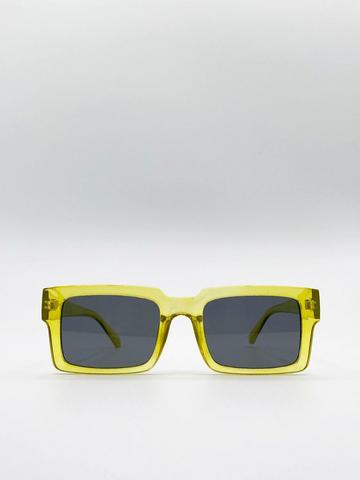 Yellow Square Matte Crystal Frame Sunglasses