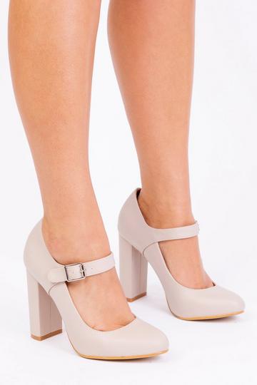 Nude 'Michelle' Block High Heel Pump