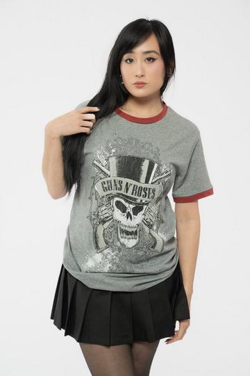 Faded Skull Ringer T Shirt Grey