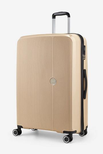 Beige Hudson 8 Wheel Hardshell Suitcase Large