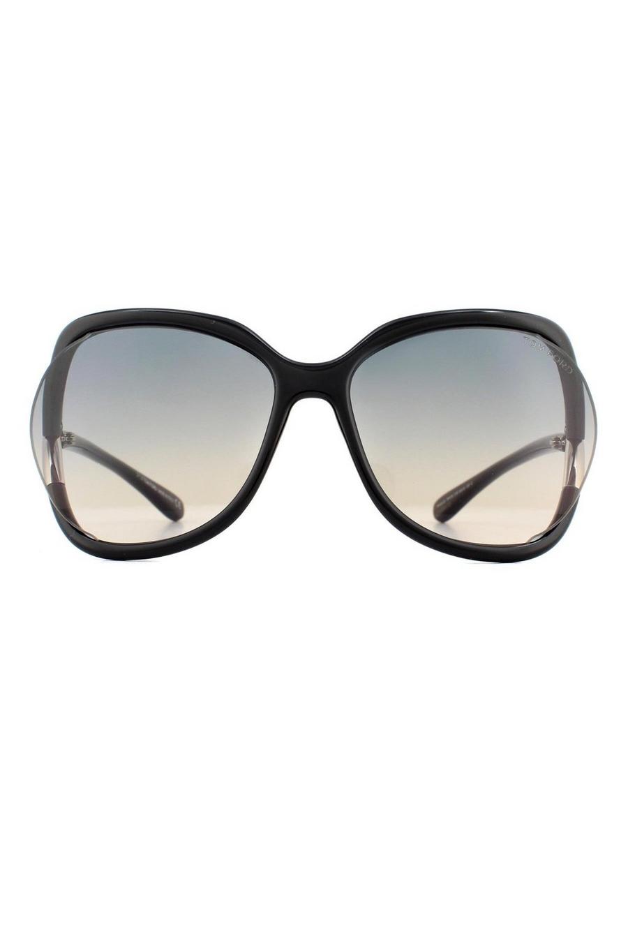 Square Shiny Black Smoke Grey Gradient Sunglasses