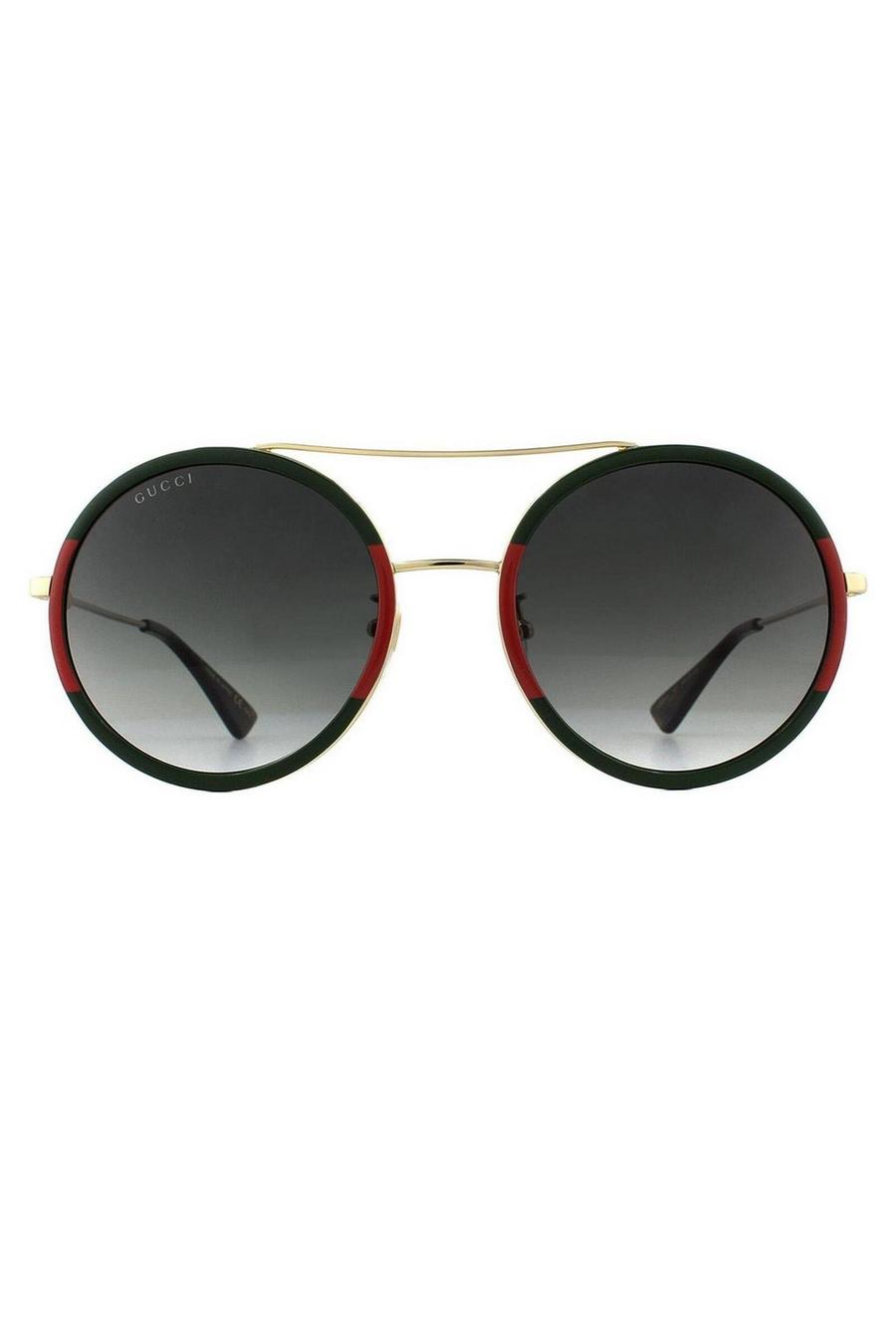 Round Gold Green and Red Green Gradient Sunglasses