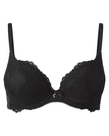 Black Superboost Lace Padded Plunge Bra - Black