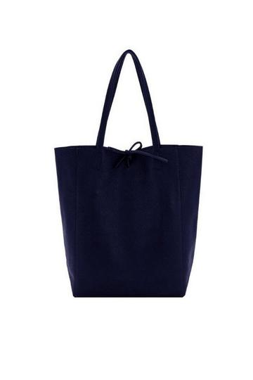 Blue Navy Blue Pebbled Leather Tote Shopper | BYARN