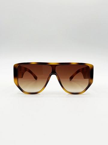 Oversized Flat Top Spotty sunglasses in Brown Brown