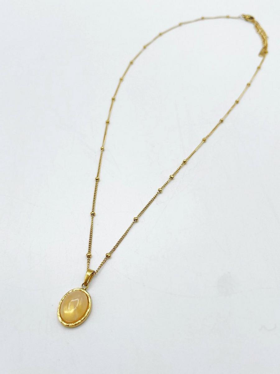 Gold Pendant Necklace with Oval Charm