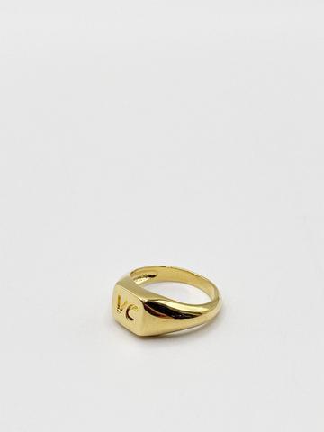 Gold VC Engraved Signet Ring Gold