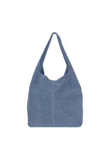 Denim Blue Soft Suede Hobo Shoulder Bag| Blue