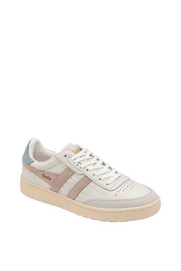 'Falcon' Leather Lace-Up Trainers White