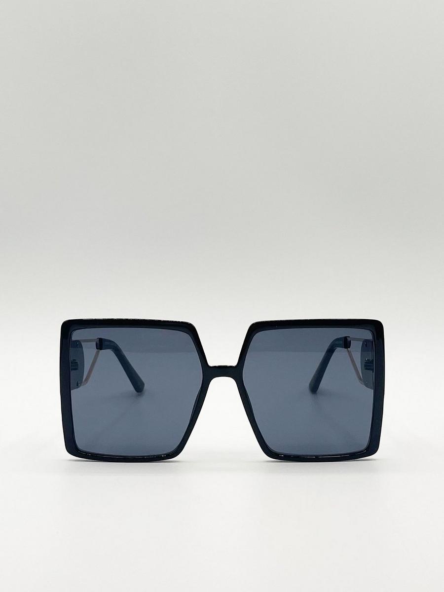 Black Oversized square sunglasses with temple frame detail