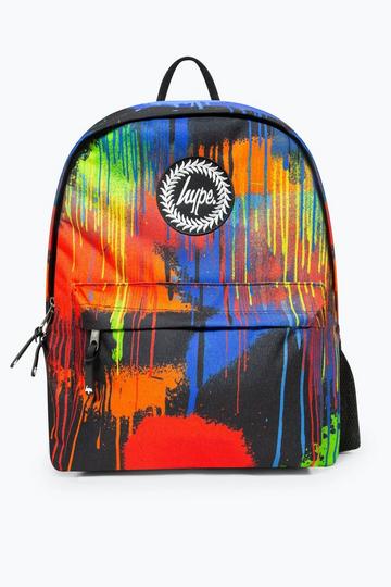 Black Multi Spray Paint Badge Backpack