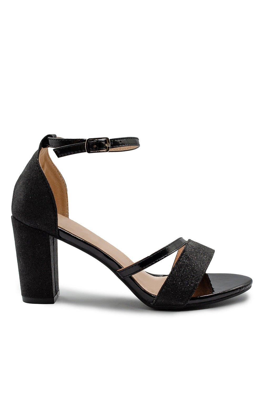 Ella Mid High Block Heel Sandals With Ankle Strap boohoo UK
