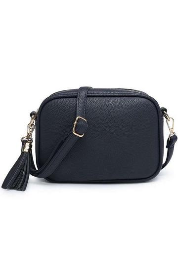 Bright Colour Small Crossbody Camera Bag with Tassel Charm Navy