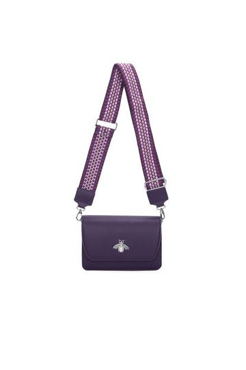 Titty Triple Compartments Canvas Strap Crossbody Bag Purple