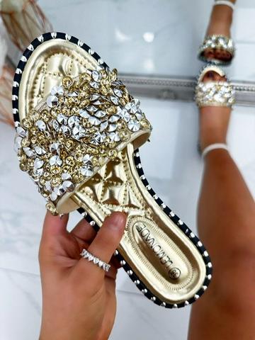 Gold Metallic Crystal Clustered Sliders