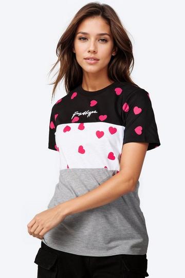 Grey Tri Scatter Heart Scribble T-Shirt Grey