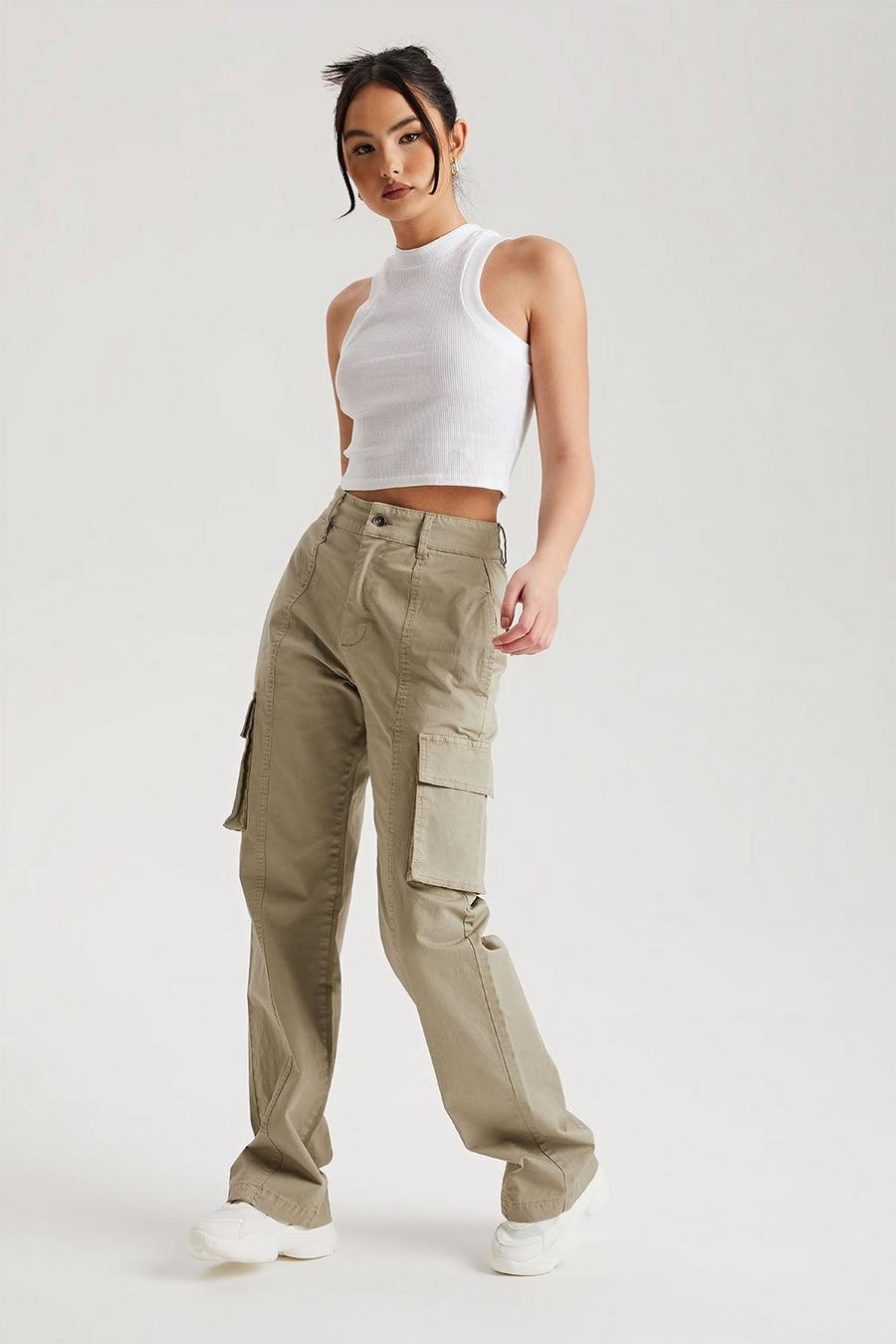 Stone Wide Leg Cargo Pants image number 1
