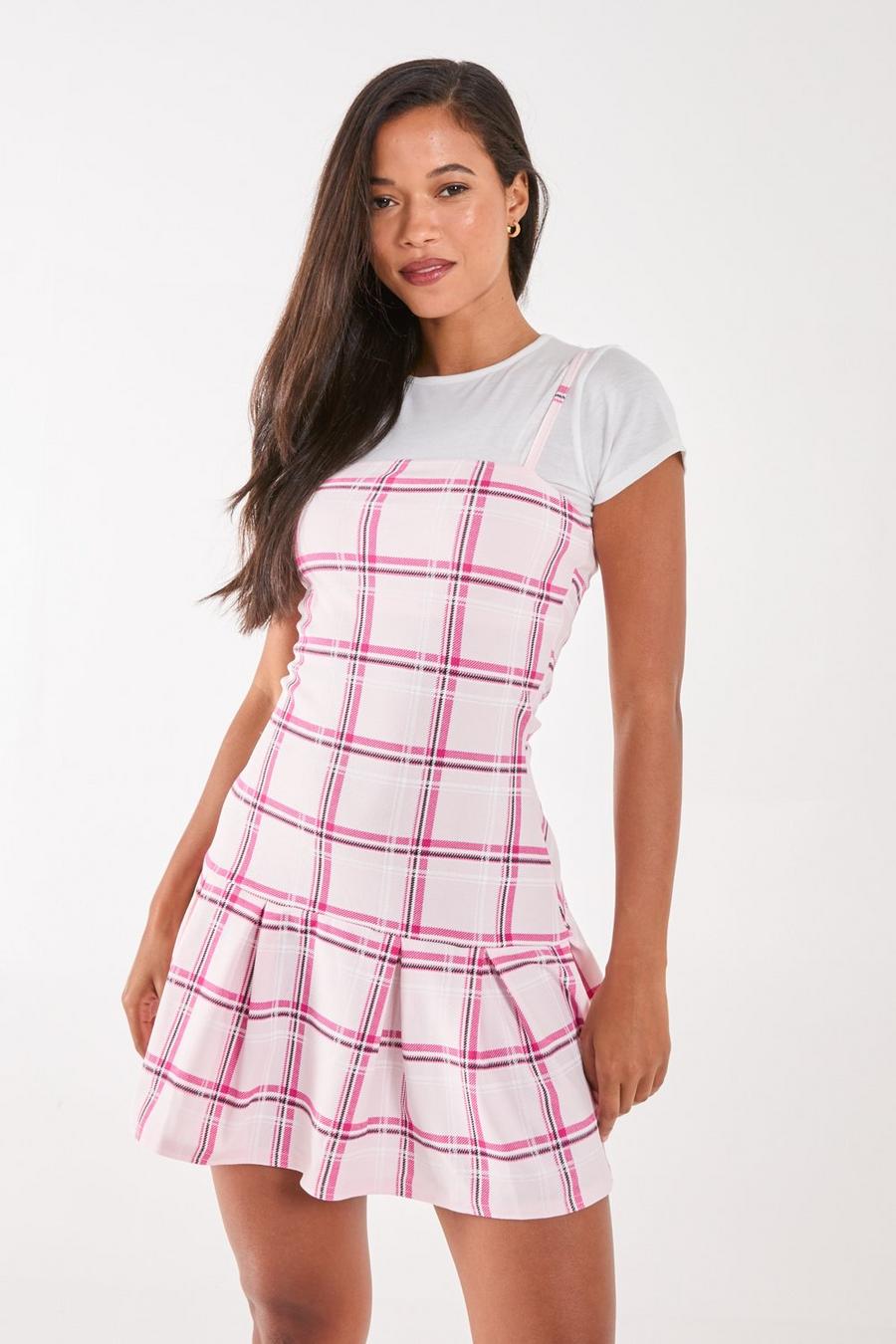 Pink Strappy Tennis Skirt Dress & Crop Top